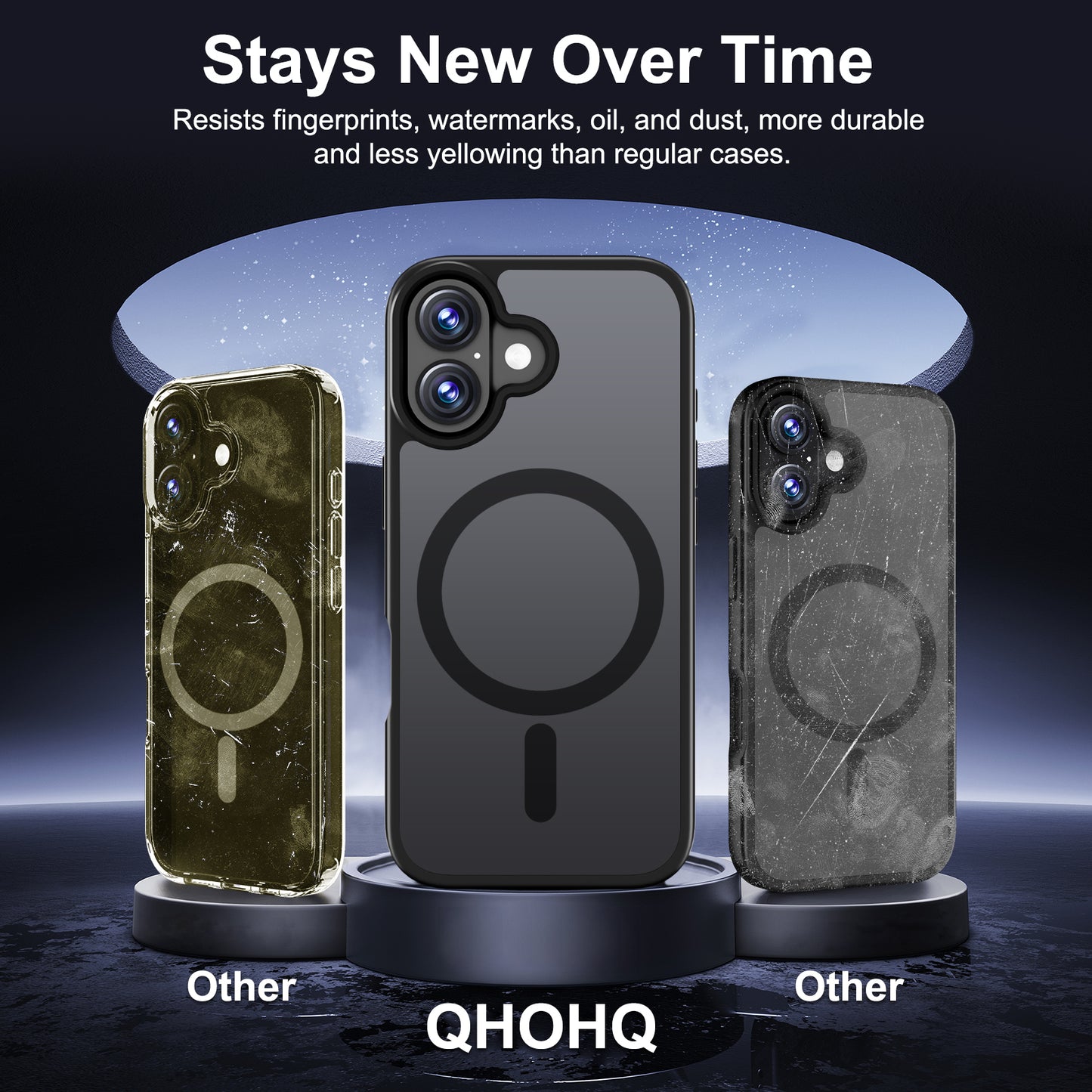 QHOHQ Case for iPhone 17 with 2 Tempered Glass and 1 Set Camera Protection, Compatible with MagSafe, Military Standard Protection, Magnetic Mobile Phone Case, Translucent Matt Back Protective Case