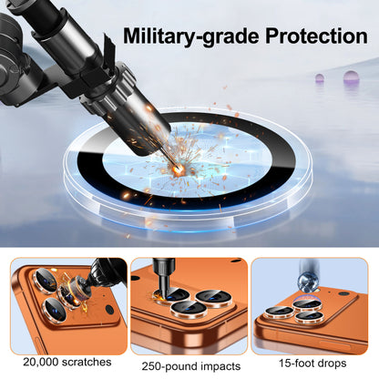 QHOHQ 3 Set Camera Lens Protector for iPhone 17 Pro Max/17 Pro/16 Pro Max/16 Pro/15 Pro Max/15 Pro, Individual Anti Shatter Lens Protector,[15FT Military Grade Protection],1-Second Auto-Install- Clear