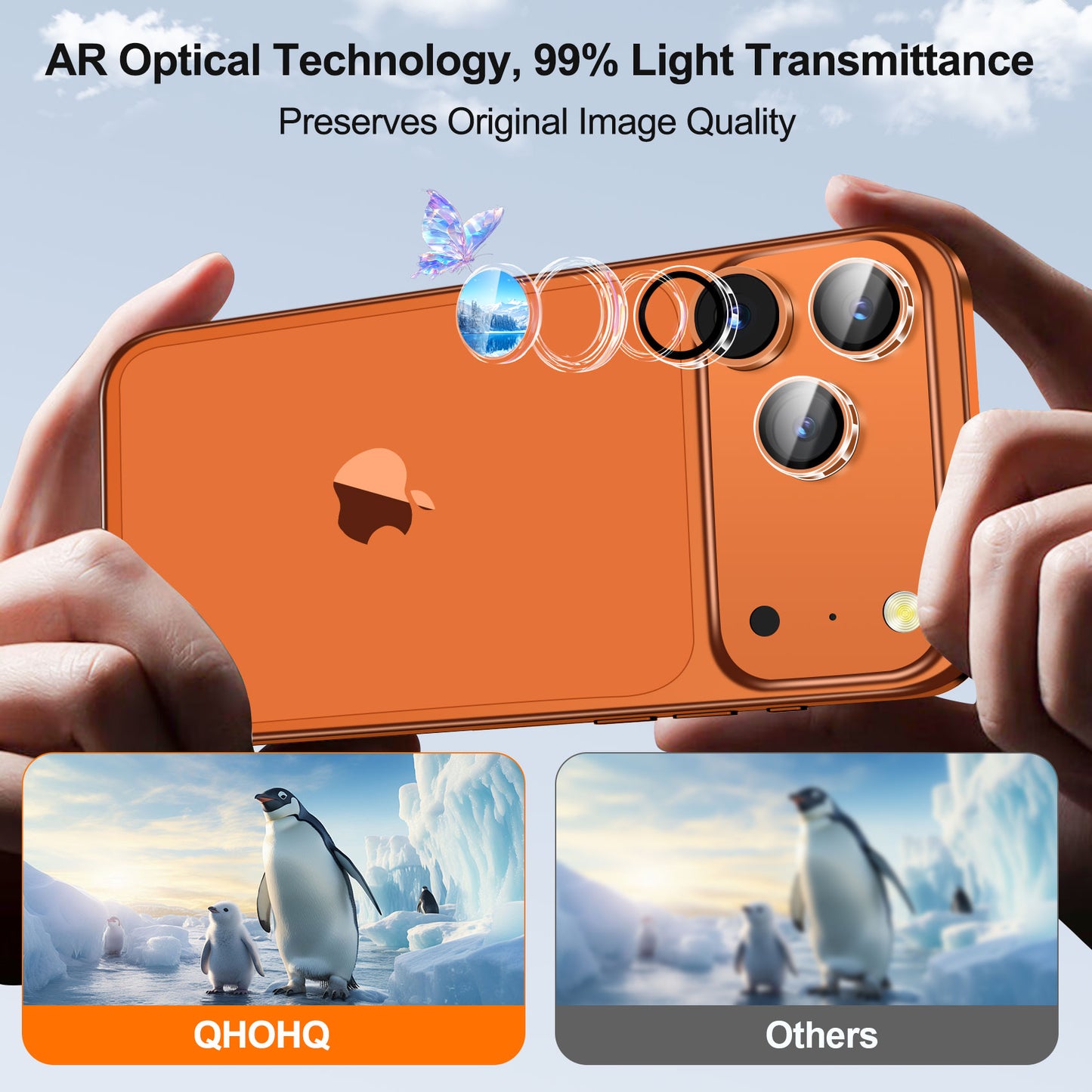 QHOHQ 3 Set Camera Lens Protector for iPhone 17 Pro Max/17 Pro/16 Pro Max/16 Pro/15 Pro Max/15 Pro, Individual Anti Shatter Lens Protector,[15FT Military Grade Protection],1-Second Auto-Install- Clear