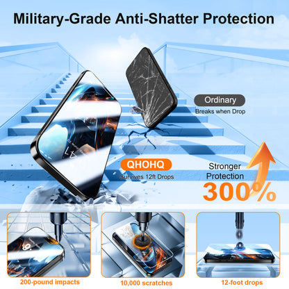 QHOHQ [1-Second Auto-Install] 3 Pack Screen Protector for iPhone 17 + 1 Set Camera Lens Protector, 9H+ Shatterproof Tempered Glass, [12FT Military Grade Protection], Anti-Fingerprint, Case Friendly