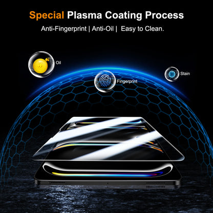 QHOHQ Screen Protector for iPad Pro 11 Inch M4 (2024) [with Camera Lens Protector], Full Coverage Tempered Glass, [Face ID & Apple Pencil Compatible], with Easy Installation Frame, HD Clear [2+2 Pack]
