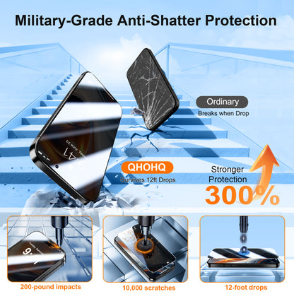 [1-Second Auto-Install] QHOHQ 3 Pack Privacy Screen Protector for iPhone Air+3 Pack Camera Lens Protector,25° Anti Spy Tempered Glass for iPhone 17 Air,[12FT Military Grade Shatterproof],Case Friendly