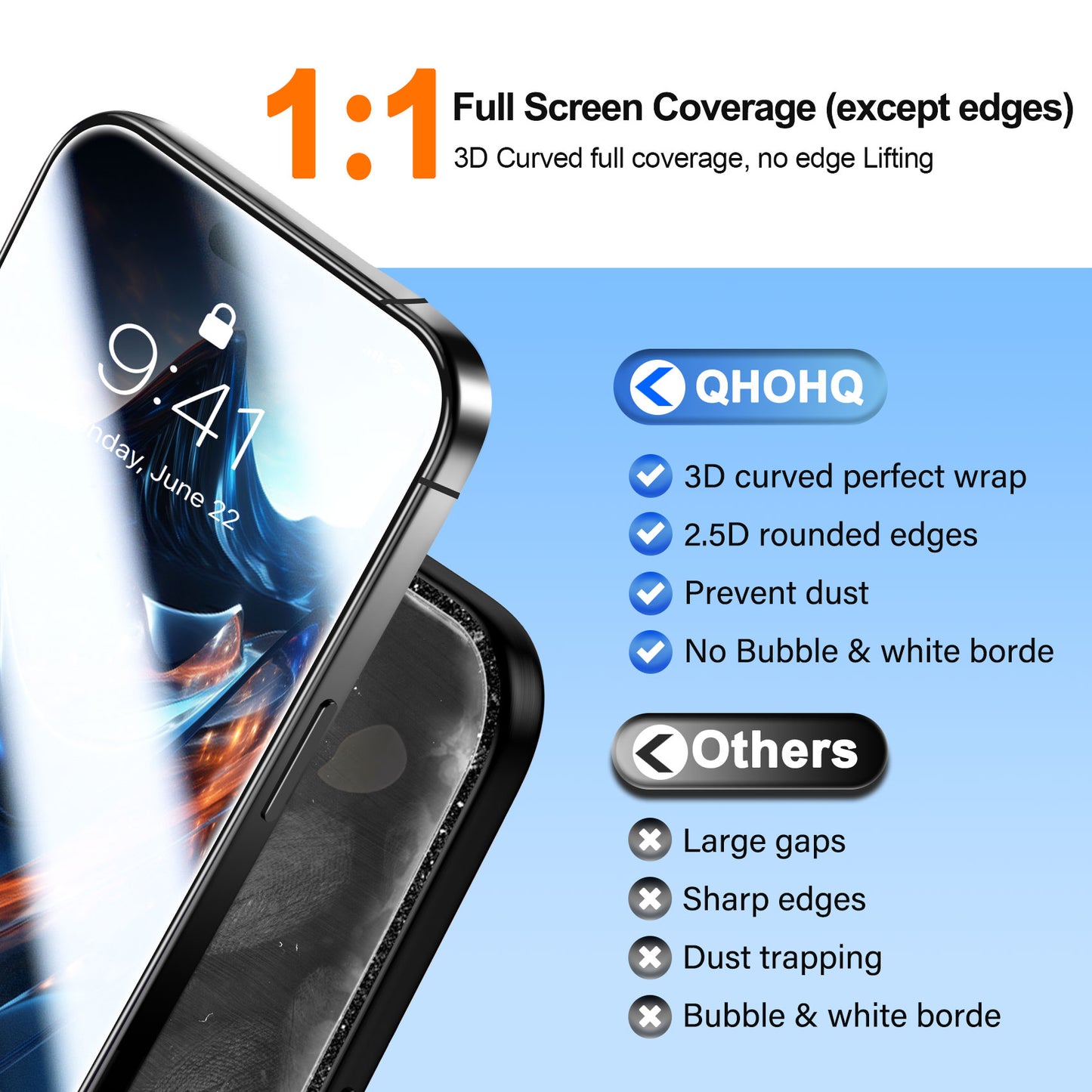 QHOHQ [1-Second Auto-Install] 3 Pack Screen Protector for iPhone 17 + 1 Set Camera Lens Protector, 9H+ Shatterproof Tempered Glass, [12FT Military Grade Protection], Anti-Fingerprint, Case Friendly