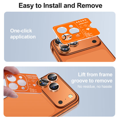 QHOHQ 3 Set Camera Lens Protector for iPhone 17 Pro Max/17 Pro/16 Pro Max/16 Pro/15 Pro Max/15 Pro, Individual Anti Shatter Lens Protector,[15FT Military Grade Protection],1-Second Auto-Install- Clear